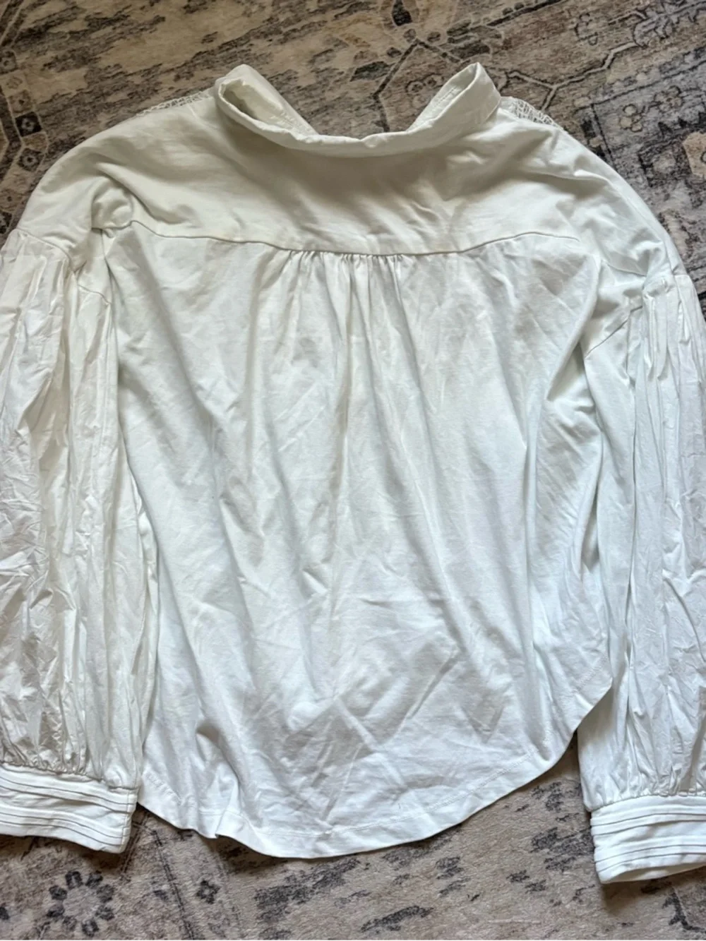 Maeve Anthropologie Balloon-Sleeve Collared Yoke Top white size L